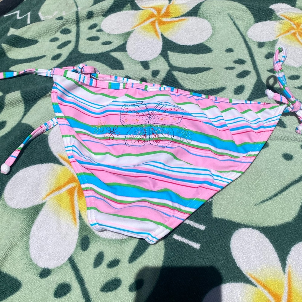 Y2K White and Pink Bikini Bottoms